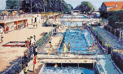 MATCHORO Guy | La piscine de la Jonction, huile sur toile,